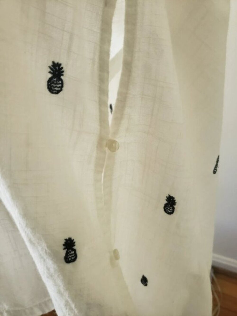 Zara Pineapple Shirt Dress - Embroidered Drawstring Mini Dress M - Picture 7 of 8